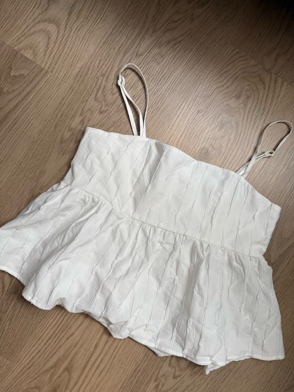 NET LADIES Women’s White Peplum Cami Top
